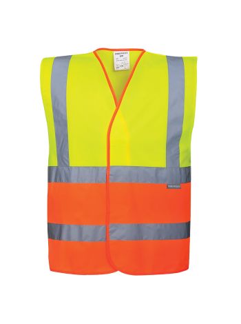 Hi-Vis Band and Brace Contrast Vest , S/M, R, Yellow/Orange