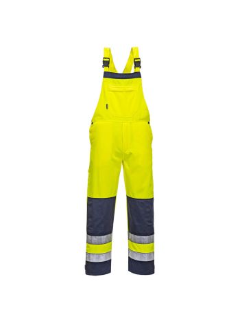 Girona Hi-Vis Contrast Work Bib and Brace, M, R, Yellow/Navy