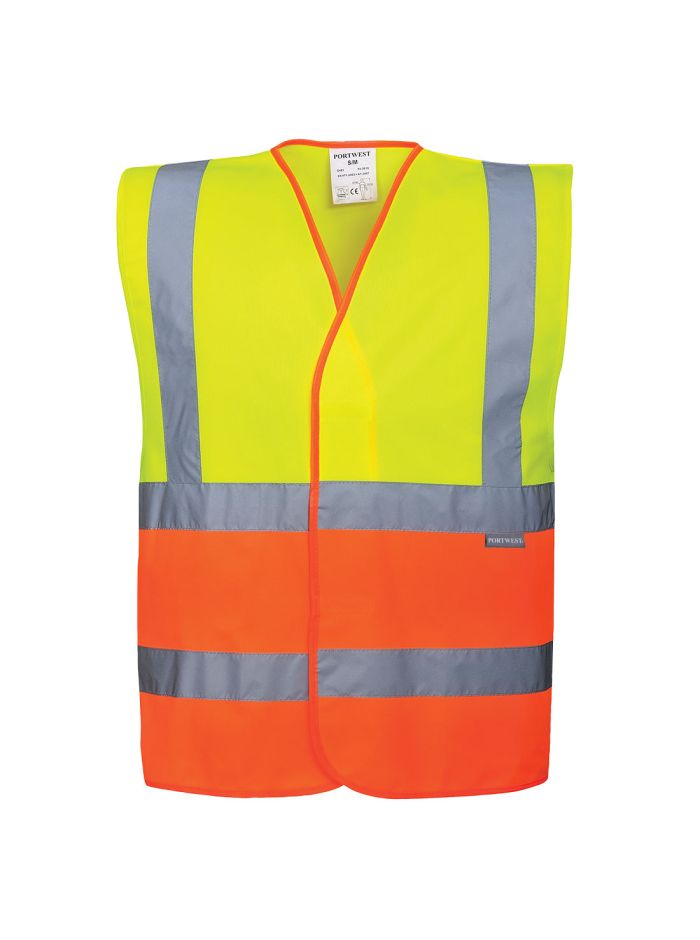 Hi-Vis Band and Brace Contrast Vest , S/M, R, Yellow/Orange