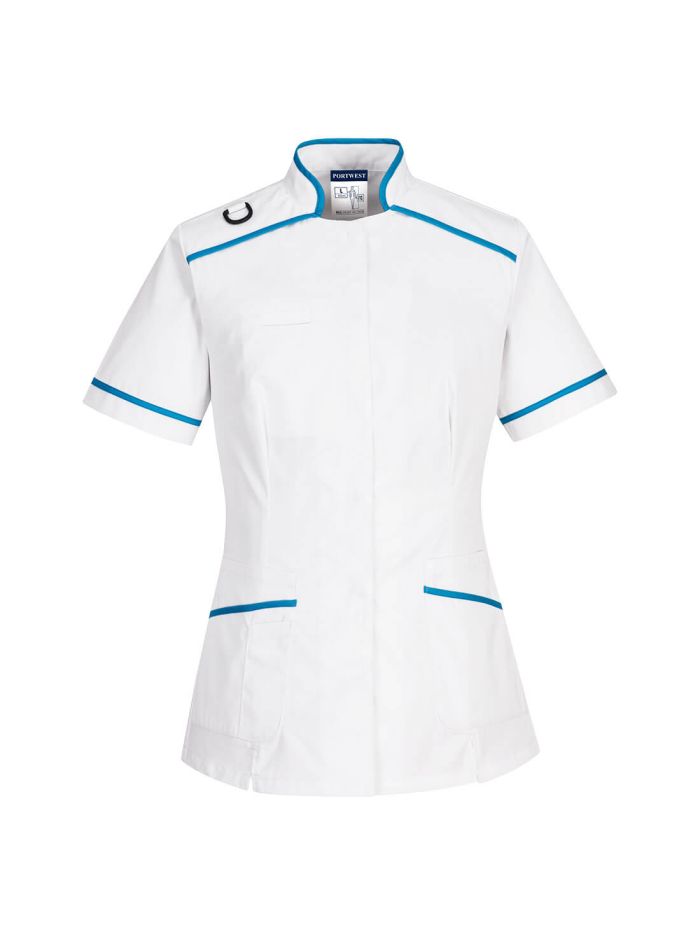 Medical Tunic, L, R, White/Aqua
